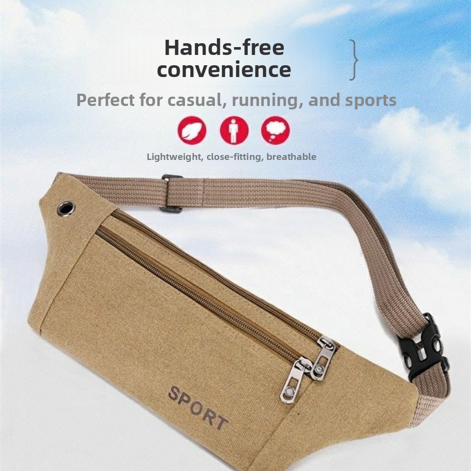 Leatherwork Bag - กระเป๋าคาดเอวผู้ชายอเนกประสงค์แบบลำลอง น้ำหนักเบา กระเป๋ากีฬากลางแจ้งสำหรับทำงาน กระเป๋าใส่มือถือ กระเป๋าหนังสะพายข้าง