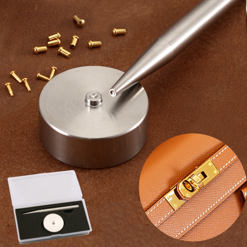 Rivet Setter Tool - สแตนเลสสตีลเล็บติดตั้งชุด Handcrafted หนังเครื่องมือ DIY Leathercraft กระเป๋าแผ่นล็อคสกรูเล็บ