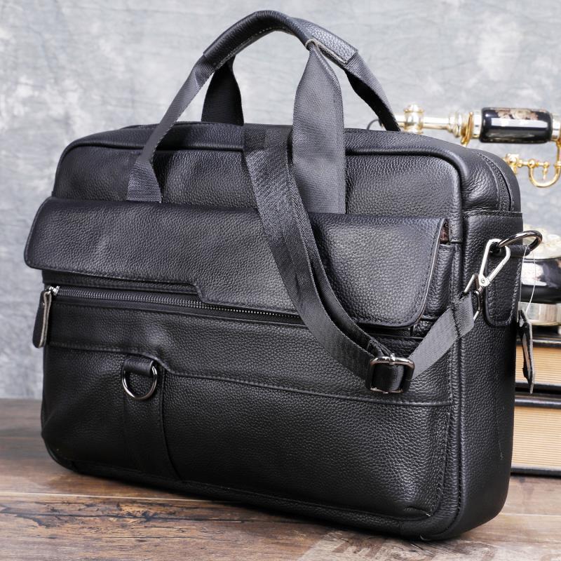 Leatherwork Bag - ชายหนังแท้กระเป๋าถือผู้ชายเดินทางธุรกิจ A4กระดาษกระเป๋า14นิ้วแล็ปท็อปกระเป๋าสะพายชายกระเป๋าเอกสาร