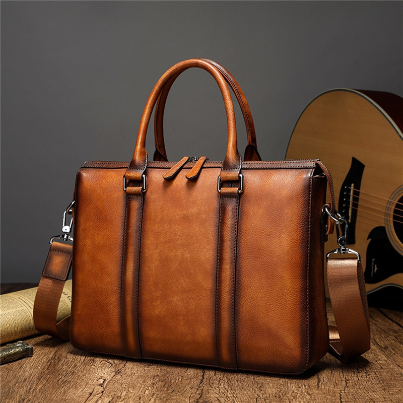 Leatherwork Bag - กระเป๋าเอกสารหนังแท้คุณภาพสูง YETTIES | กระเป๋าสะพายข้างสำหรับแล็ปท็อปขนาด 14 นิ้ว