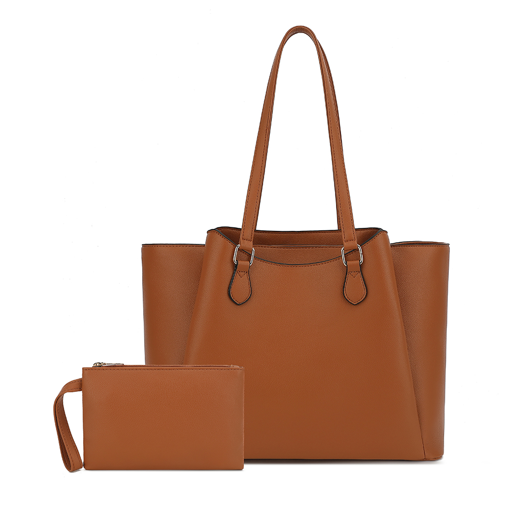 Leatherwork Bag - กระเป๋าโท้ทสำหรับผู้หญิง, กระเป๋าสะพายไหล่หนัง PU ขนาดใหญ่พร้อมกระเป๋าเล็ก, กระเป๋าใส่แล็ปท็อปขนาด 13.5