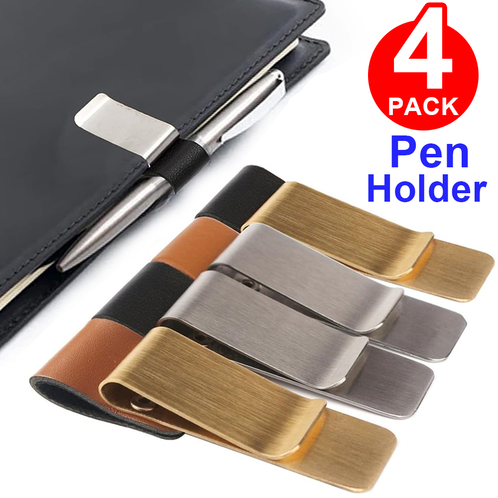 Leather Work Folder - ที่หนีบปากกาหนังแท้ทำมือ ทองเหลือง สแตนเลส สำหรับสมุดบันทึก สมุดโน้ต ที่คั่นหนังสือ