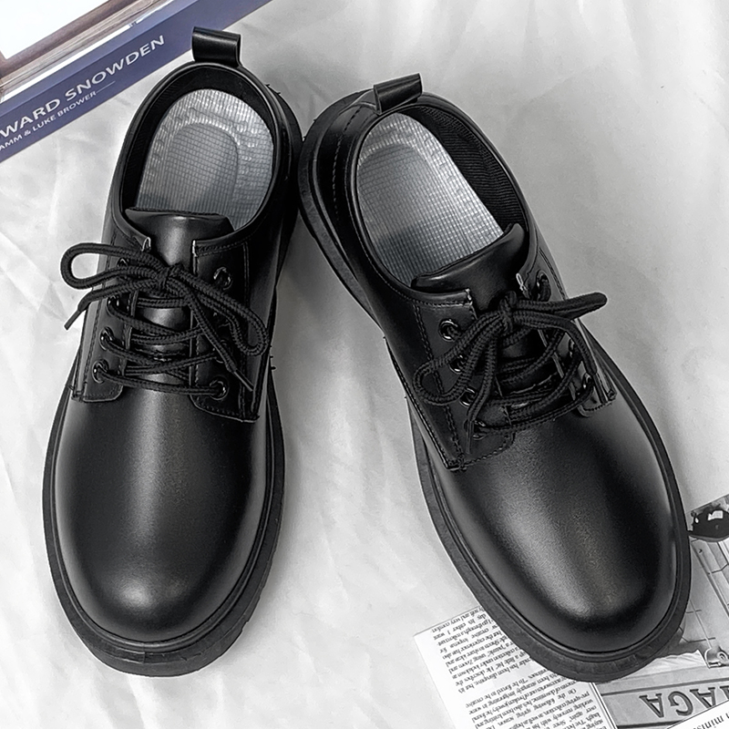 Leather Work Oxfords - รองเท้าหนังผู้ชายรองเท้าทำงานแบบผูกเชือก Comfort ลำลองสำหรับผู้ชายรองเท้าอ็อกซ์ฟอร์ดน้ำหนักเบาสีดำ
