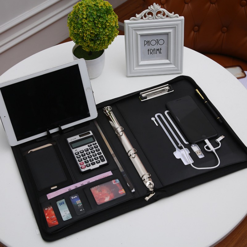 Leather Work Folder - มัลติฟังก์ชั่น A4 โฟลเดอร์การประชุมธุรกิจเครื่องเขียนโฟลเดอร์หนังแฟ้มสัญญา FoldersTravel โฟลเดอร์เอกสาร