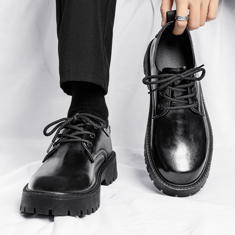 Leather Work Oxfords - รองเท้าหนังลำลองสำหรับผู้ชาย รองเท้าทำงานแบบผูกเชือก น้ำหนักเบา สีดำ รองเท้าอ็อกซ์ฟอร์ดสำหรับผู้ชาย รองเท้าลำลอง