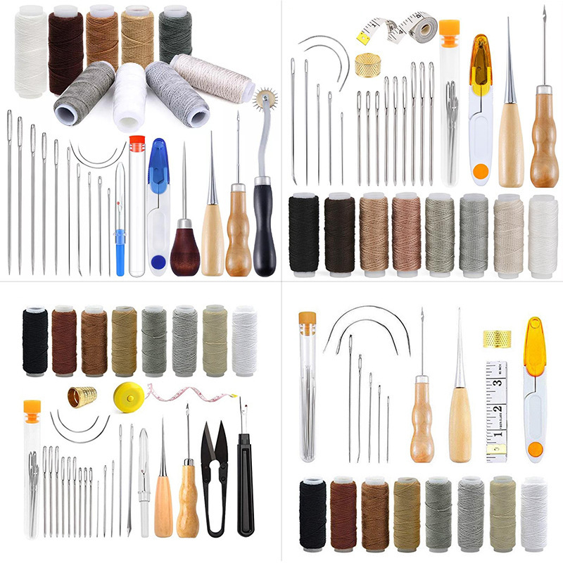 Leatherwork Hand Sewing Needles - ชุดเย็บหนัง ชุดเครื่องมืองานหนัง เข็มเย็บมือ ไม้เจาะ ด้ายเคลือบแว็กซ์ สำหรับงาน