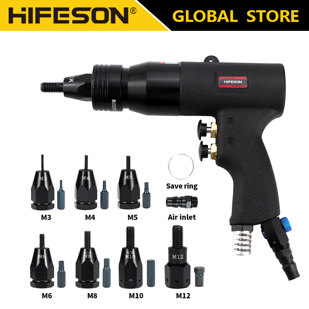 Rivet Setter Tool - HIFESON Self-Lock นิวเมติก Rivet Nut ปืนใส่ด้ายดึง