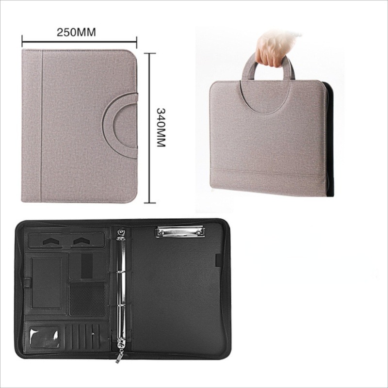 Leather Work Folder - 1 ชิ้น A4 หนัง PU ซิปแฟ้มโฟลเดอร์กระเป๋าใส่เอกสารพร้อมเครื่องคิดเลขแบบพกพาธุรกิจโรงเรียนจัดการกระเป๋าเอกสาร