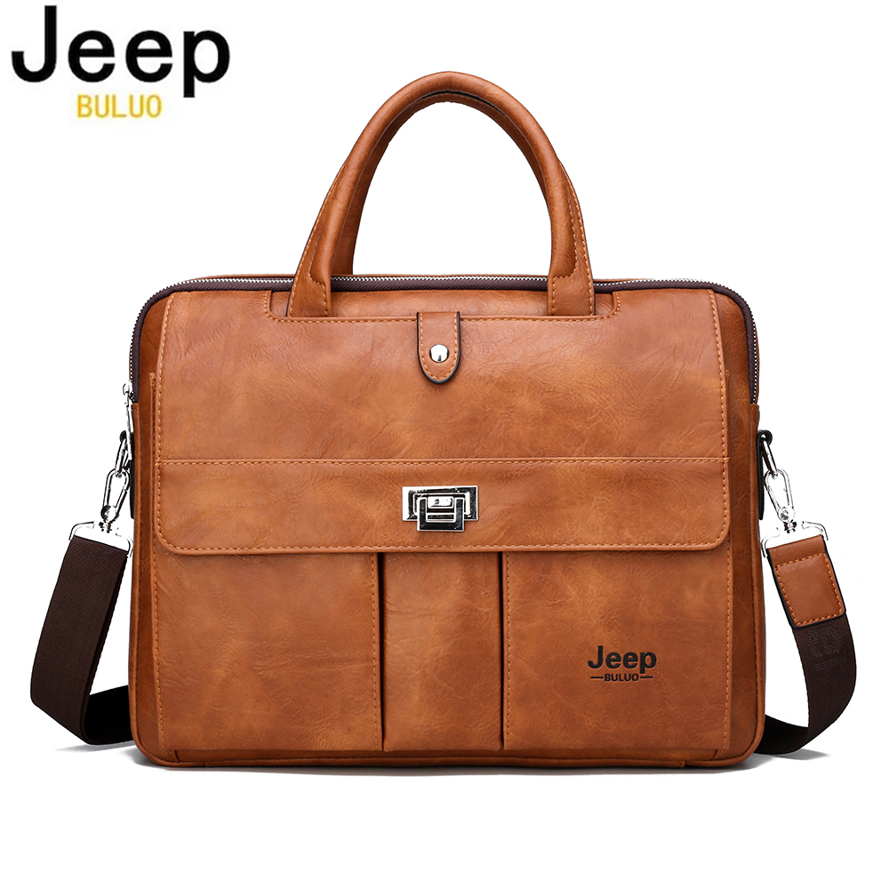 Leatherwork Bag - กระเป๋าเอกสารหนังสำหรับผู้ชาย Jeep Buluo ขนาด 14 นิ้ว