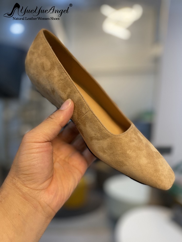 Leather Work For Kids - รองเท้าส้นเตารีดหัวเหลี่ยมหนังแกะสำหรับสาวออฟฟิศ ดีไซน์หรูหรา สวมใส่สบาย ทำมือจากหนังแท้ เหมาะสำหรับผู้หญิงทำงาน