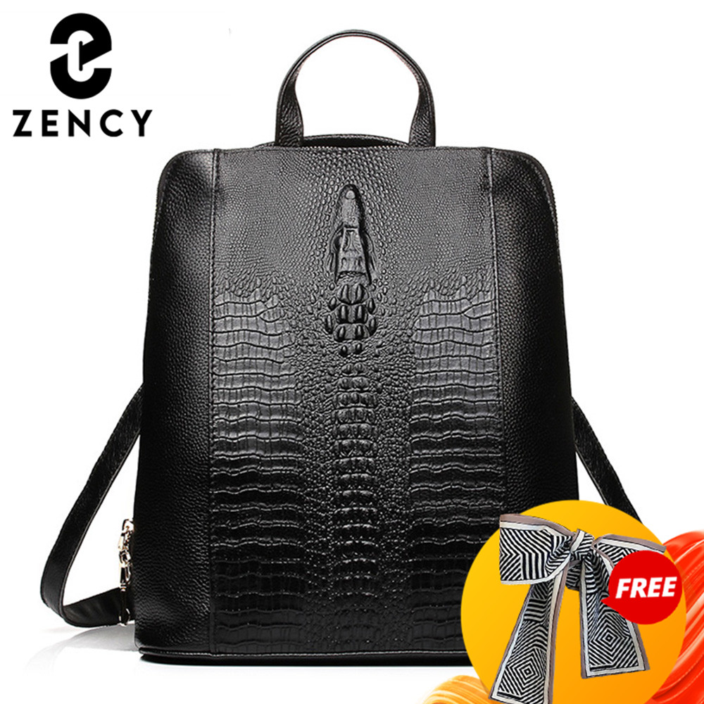 Leatherwork Bag - กระเป๋าเป้สะพายหลังหนังจระเข้สำหรับผู้หญิง Zency ของแท้ 100% กระเป๋าเดินทาง ทำงาน