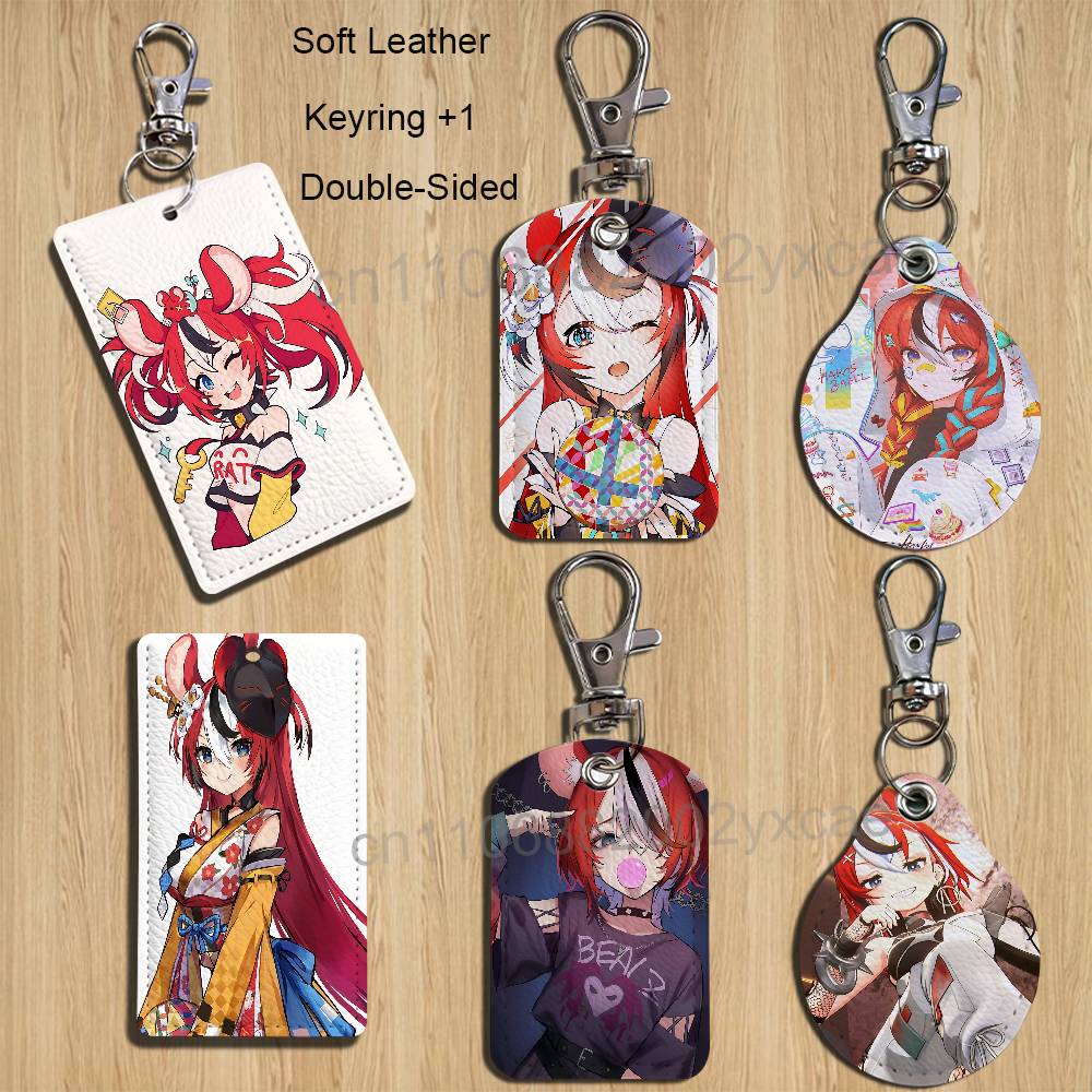 Leatherwork Keychain - ที่ใส่บัตรน่ารัก Hakos Baelz Takodachi สำหรับใส่บัตรธนาคาร บัตรทำงาน