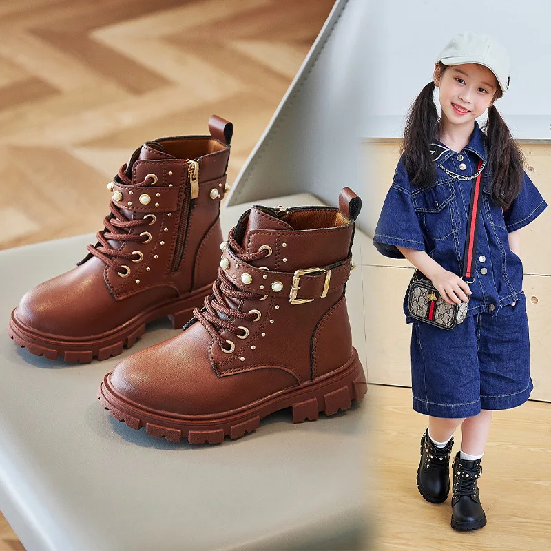 รองเท้าบูทสั้นบุขนสำหรับเด็กผู - Leather Work For Kids บทวิจารณ์และราคา