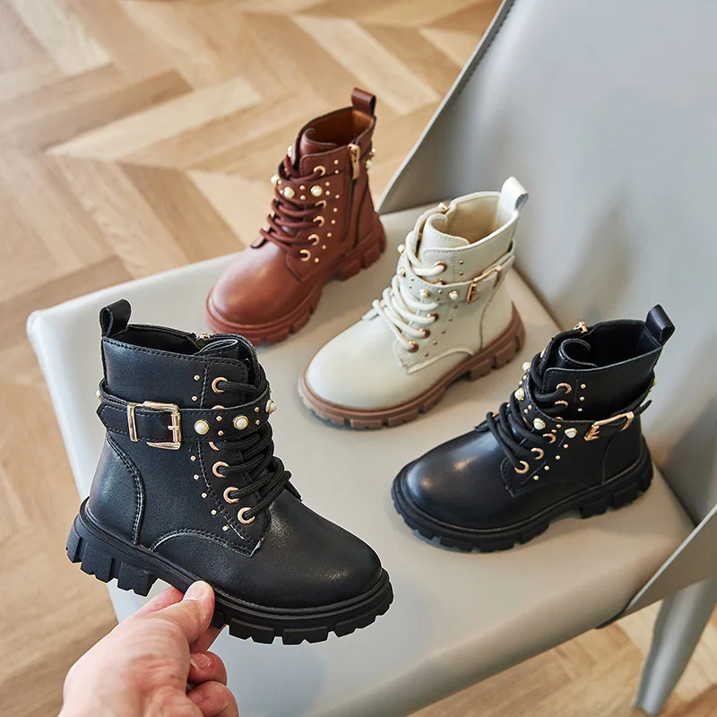 รองเท้าบูทสั้นบุขนสำหรับเด็กผู - Leather Work For Kids บทวิจารณ์และราคา