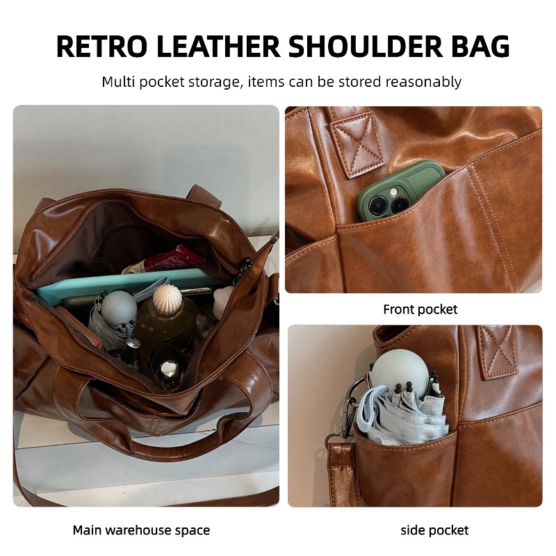 กระเป๋าถือหนังแท้สไตล์เรโทรสำห - Leather Workshop บทวิจารณ์และราคา