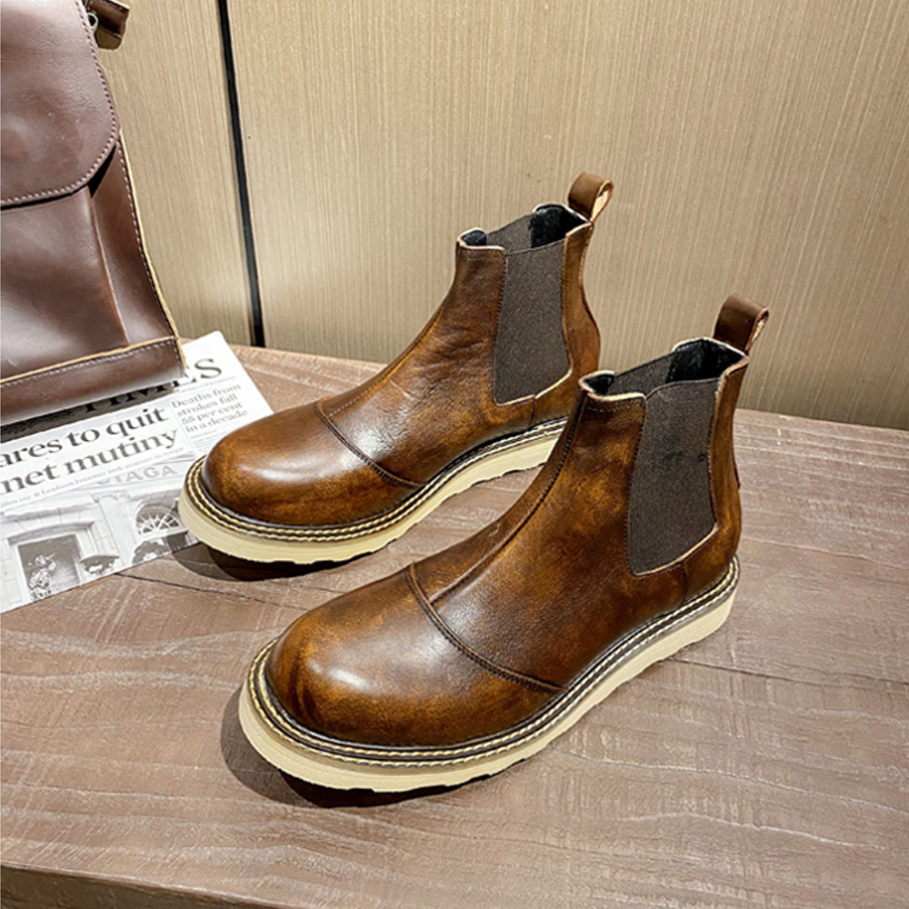 รองเท้าบูทเชลซีหนังแท้สไตล์เรโ - Leather Work Oxfords บทวิจารณ์และราคา