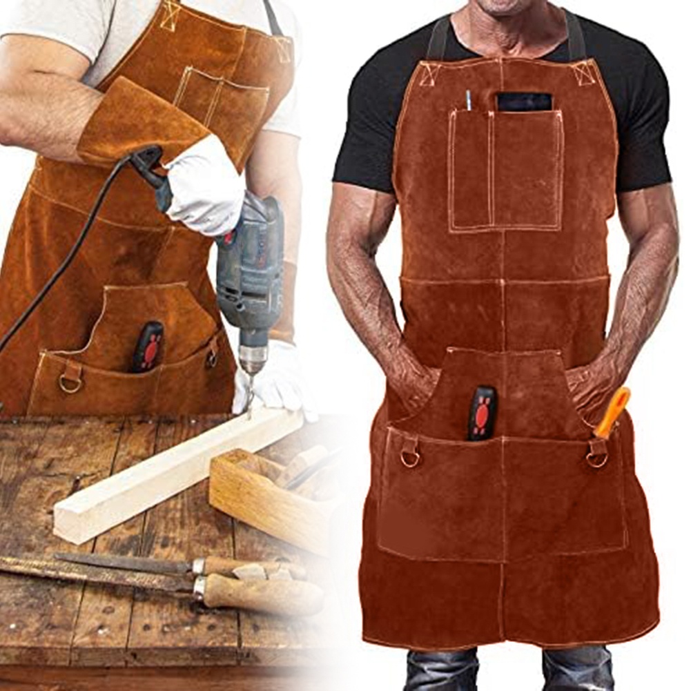 ผ้ากันเปื้อนหนังวัวสีน้ำตาลสำห - Leather Workshop บทวิจารณ์และราคา