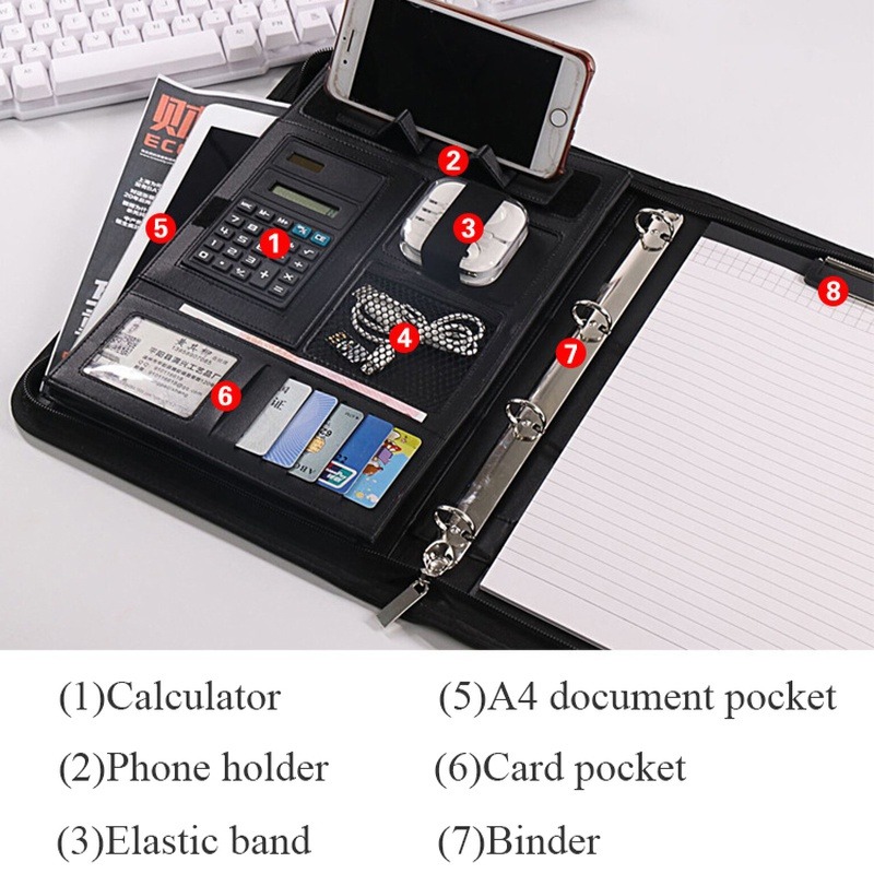 1 ชิ้น A4 หนัง PU ซิปแฟ้มโฟลเด - Leather Work Folder บทวิจารณ์และราคา
